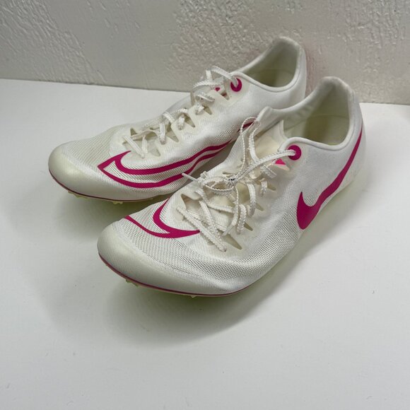 Nike Zoom Ja Fly 4 Sprint Track Spikes White Pink Volt Track & Field Size 14 - Picture 1 of 7